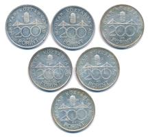 1992. 200Ft Ag "MNB" (6x) T:AU patina Adamo F13