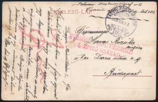 1919 Tábori posta képeslap TÁBORI POSTAHIVATAL 102 , VÖRÖS VASÚTEZRED / 1. ÉPÍTŐ SZÁZAD