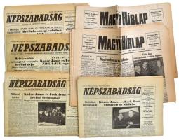 1970-1987 Magyar Hírlap és Népszabadság újságok, 6 db (közte egy duplum), a címlapokon Kádár Jánossal