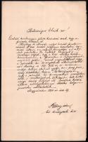 1896 Bary József, a tiszaeszlári per egykori vizsgálója által írt kérvény