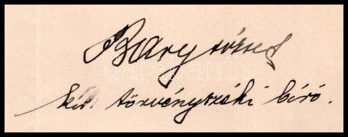 1896 Bary József, a tiszaeszlári per egykori vizsgálója által írt kérvény