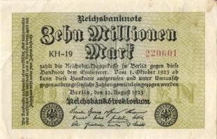 Német Birodalom / Weimari Köztársaság 1923. 10.000.000M (6x) kis ugrású sorszámokkal T:I,II+,II