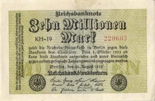 Német Birodalom / Weimari Köztársaság 1923. 10.000.000M (6x) kis ugrású sorszámokkal T:I,II+,II