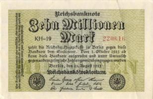 Német Birodalom / Weimari Köztársaság 1923. 10.000.000M (6x) kis ugrású sorszámokkal T:I,II+,II