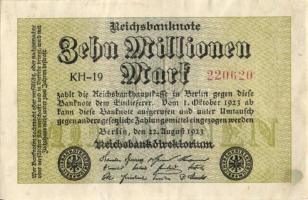 Német Birodalom / Weimari Köztársaság 1923. 10.000.000M (5x) kis ugrású ill. egymás utáni sorszámokkal T:II+,II