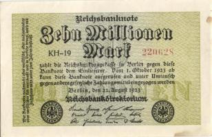 Német Birodalom / Weimari Köztársaság 1923. 10.000.000M (5x) kis ugrású ill. egymás utáni sorszámokk...
