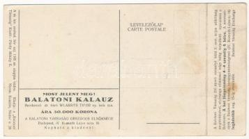 Balatonfüred-fürdő. A Balatoni Társaság sorsjáték nyereményszelvénye, Balatoni Kalauz reklám a hátol...