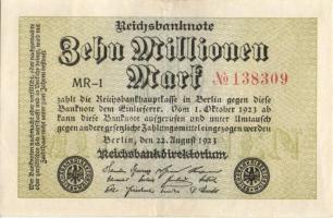 Német Birodalom / Weimari Köztársaság 1923. 10.000.000M (5x) közte kis ugrású ill. egymás utáni sorszámokkal T:II+,II