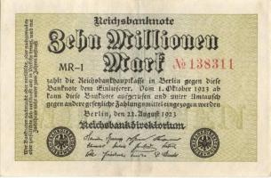 Német Birodalom / Weimari Köztársaság 1923. 10.000.000M (5x) közte kis ugrású ill. egymás utáni sors...