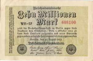 Német Birodalom / Weimari Köztársaság 1923. 10.000.000M (5x) közte kis ugrású ill. egymás utáni sors...