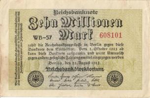 Német Birodalom / Weimari Köztársaság 1923. 10.000.000M (5x) közte kis ugrású ill. egymás utáni sors...