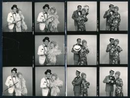 Zentai Anna és Rátonyi Róbert színészekről készült fotósorozat, 11 db kép egy fotópapíron, gyűrődésekkel, középen hajtott, 24x18 cm
