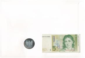 NSZK "Carl Friedrich Gauss" érmés és bankjegyes felbélyegzett boríték, bélyegzéssel, német...