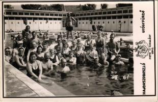 1942 Hajdúszoboszló, gyógyfürdő, fürdőzők. Foto Czeglédy, photo