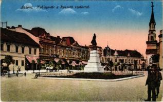 Losonc, Lucenec; Kubinyi tér, Kossuth szobor / square, statue