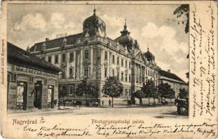 1900 Nagyvárad, Oradea; Pénzügyigazgatósági palota, Ifj. Popper József üzlete. Sonnenfeld Adolf kiadása / financial palace, shop (EB)