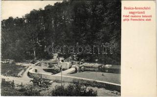 Ferencfalva, Franzdorf, Valiug (Resicabánya, Resita); A ferencfalvi nagyvízmű. Felső csatorna beterelő gátja Ferencfalva alatt / flood gate, dam (EK)