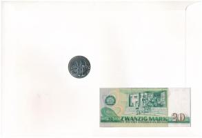 NDK / NSZK érmés és bankjegyes, pecsételt boríték benne NSZK 1982. 5M Cu-Ni "Johann Wolfgang Go...