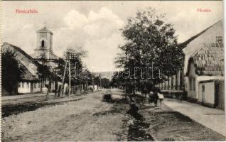 Resicabánya, Resicafalu, Resita; Fő utca, templom / main street, church