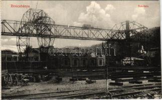 Resicabánya, Resicza, Recita, Resita; Bakdaru a vasgyárban. Weisz Adolf kiadása / Bock-Kran / crane at the iron factory, ironworks