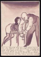 3 db S&M erotikus tusrajz német szöveggel, jelzés nélkül 18x14 cm