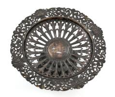 Ezüstözött alpakka kínáló, kopott, m: 6 cm