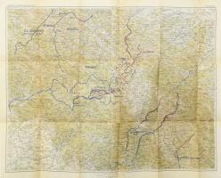 1914 Az Erdős Kárpátok visszafoglalása háborús térkép József főherceg A világháború amilyennek én láttam c. könyvéből. 60x80 cm