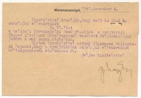1941 Máramarossziget, Sighetu Marmatiei; Első Máramarosi Hajlított Bútor és faárugyár rt. reklámlapj...