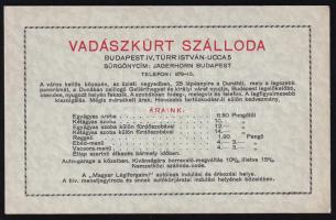 cca 1930 Vadászkürt szálloda reklám kártya