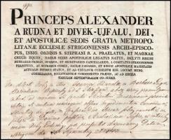 1823 Benyovszky János(1756-1827) püspök és Rudnyánszky József (1788-1859) püspök aláírása Rudnay Sán...
