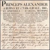 1826 Benyovszky János(1756-1827) püspök és Rudnyánszky József (1788-1859) püspök aláírása Rudnay Sán...