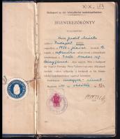 1943 Jelentkezőkönyv a Budapesti m. kir. középiskolai tanárképző intézetbe