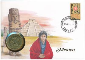 Mexikó 1982. 50P Cu-Ni, felbélyegzett borítékban, bélyegzéssel, német nyelvű leírással T:UNC Mexico 1982. 50 Pesos Cu-Ni in envelope with stamp, cancellation and a description in german C:UNC