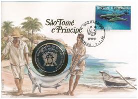 Sao Tomé és Principe 1996. 1000D Cu-Ni Atlantai Olimpia 1996 - Karate forgalomba nem került emlékkiadás felbélyegzett borítékban, bélyegzéssel, német nyelvű leírással T:PP patina  Sao Tomé és Principe 1996. 1000 Dobras Cu-Ni Atlanta Olympics 1996 - Karate non-circulating commemorative coin in envelope with stamp, cancellation, and a description in german C:PP patina Krause KM#58