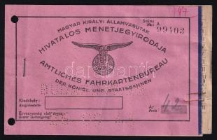 cca 1930 Magyar Királyi Államvasutak hivatalos menetjegyirodája által kiállított jegy Budapest-Pécel vonalra