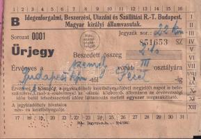 cca 1930 Magyar Királyi Államvasutak hivatalos menetjegyirodája által kiállított jegy Budapest-Pécel...