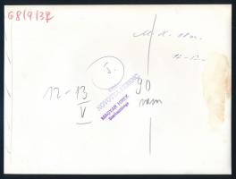 1968 Csinos fürdőruhás lányok a strandon, sajtófotó, a hátoldalon feliratozott, pecséttel jelzett (M...