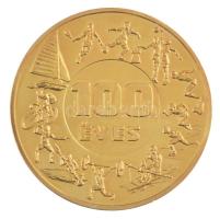 1988. "MTK-VM Sportklub 100 éves" nagyalakú aranyozott fém emlékérem dísztokban (70mm) T:A...
