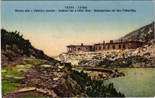 Tátra, Magas-Tátra, Vysoké Tatry; Silezky dom s Velickym jazerom / Sziléziai ház a felkai tóval. Földes Samu kiadása / Schlesierhaus mit dem Felker-See / lake, tourist house