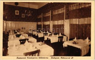 Budapest VIII. Restaurant Kovácsevics étterem, belső. Rákóczi út 29.