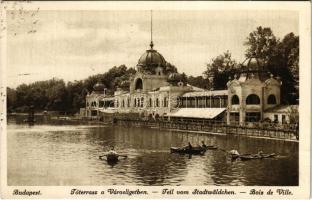 1925 Budapest XIV. Tóterasz a Városligetben, csónakázók (fa)