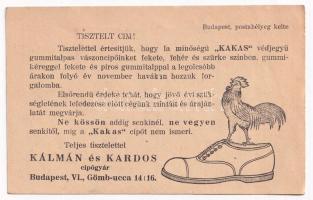 Kálmán és Kardos cipőgyár reklám. Budapest, Gömb utca 14-16. / Hungarian shoe factory's adverti...