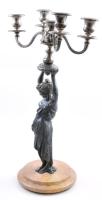Gyertyatartó.
Antik figurális gyertyatartó, spiáter női alak kezében szürke fém 5 ágú gyertyatartóv...