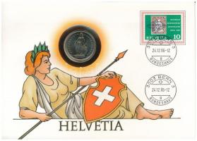 Svájc 1985. 2Fr Cu-Ni Helvetia felbélyegzett borítékban T:1 Switzerland 1985. 2 Franc Cu-Ni Helvetia in envelope with stamp C:UNC