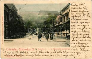 1899 (Vorläufer) Miskolc, Erzsébet tér, Kossuth szobor. Ferenczi B. kiadása (EK)