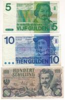Vegyes: Ausztria 1960. 100Sch + Hollandia 1973. 5G + 1968. 10G T:F Mixed: Austria 1960. 100 Schilling + Netherlands 1973. 5 Gulden + 1968. 10 Gulden C:F
