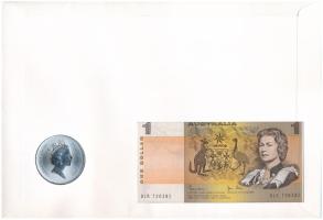 Ausztrália 1993C 1D Ag "Kenguru" (~31,10g/0.999) emlékérme + 1982-1983. 1D papírránccal, f...