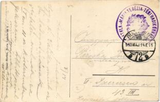 1915 Budapest VIII. Mária Terézia téri hadikórház a Horváth Mihály téren, villamos. Neuer Márton kia...