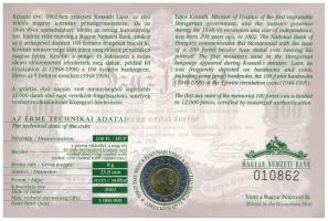 2002. 100Ft Ni-Cu-Zn "Kossuth" elsőnapi veret sorszámozott "010862" díszlapon T:...