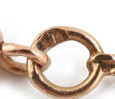 Arany (Au/14k) nyaklánc, korallal és brillel (0,2ct) ékített medállal, jelzett, h: 51,5 cm, bruttó: ...